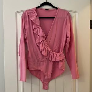 J. Crew XL Pink Ruffle Bodysuit w/ snap closure